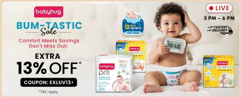 Avail Extra 13% OFF on Select Babyhug Diapers Range
